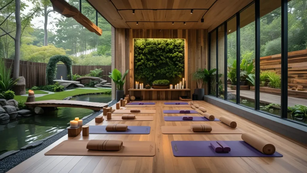 a beautiful yoga space with natural elements