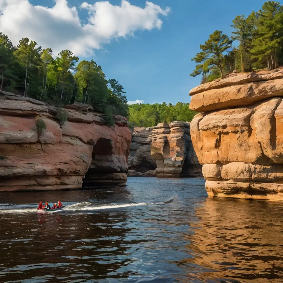 Wisconsin Dells boat tour through rock formations