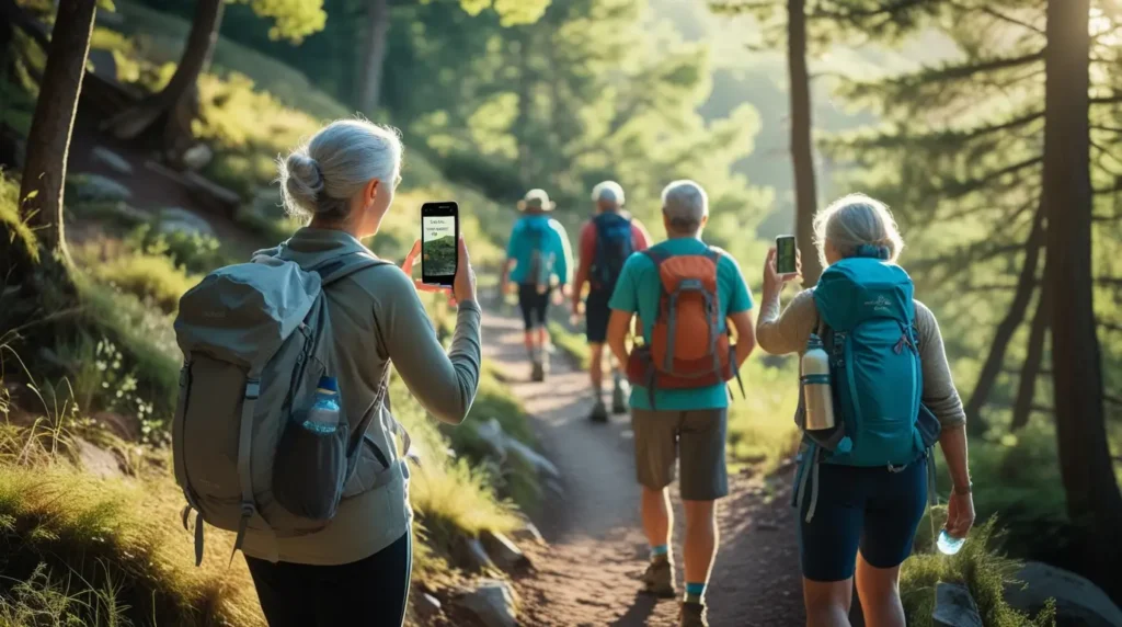 Free hiking trails nearby with people using AllTrails app for outdoor free activities and weekend adventures